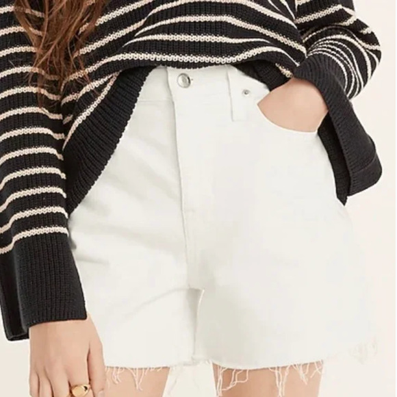 NWT J. CREW Cut Off Shorts 29 High Rise Raw Hem White Denim J.Crew A5225 - Picture 2 of 4